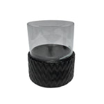 Sagebrook Home Black Ceramic /Glass 8" Pillar Holder, Chevron