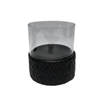 Sagebrook Home Black Ceramic /Glass 8" Pillar Holder, Diamond