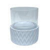 Sagebrook Home White Ceramic /Glass 8" Pillar Holder, Chevron