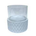 Sagebrook Home White Ceramic /Glass 8" Pillar Holder, Chevron
