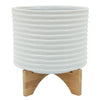 Sagebrook Home 15780-01 11" Textured Planter with Stand, White