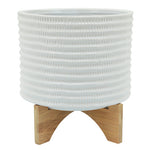 Sagebrook Home 15780-01 11" Textured Planter with Stand, White