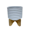 Sagebrook Home 15780-03 5" Textured Planter with Stand, White