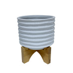 Sagebrook Home 15780-03 5" Textured Planter with Stand, White