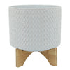 Sagebrook Home 15781-01 11" Chevronplanter with Stand, White