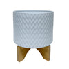 Sagebrook Home 15781-02 8" Chevron Planter with Stand, White