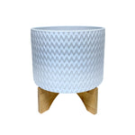 Sagebrook Home 15781-03 5" Chevron Planter with Stand, White