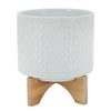 Sagebrook Home 15782-01 11" Diamond Planter with Stand, White