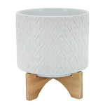 Sagebrook Home 15782-01 11" Diamond Planter with Stand, White