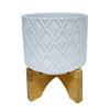 Sagebrook Home 15782-02 8" Diamond Planter with Stand, White