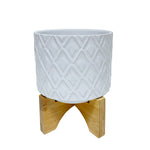 Sagebrook Home 5`` Diamond Planter W/ Stand, White