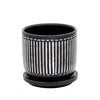 Sagebrook Home 15786-01 5" Vertical Lines Planter with Saucer, Black