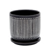 Sagebrook Home 15786-02 6" Vertical Lines Planter with Saucer, Black