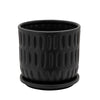 Sagebrook Home 15789-02 6" Textured Planter with Saucer, Matte Black