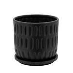 Sagebrook Home 15789-02 6" Textured Planter with Saucer, Matte Black