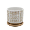 Sagebrook Home 5" Tiny Squares Planter W/ Saucer, Beige