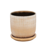 Sagebrook Home 15793-01 5" Textured Planter With Saucer, Gold