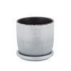 Sagebrook Home 15794-01 5" Textured Planter With Saucer, Silver