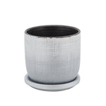 Sagebrook Home 15794-01 5" Textured Planter With Saucer, Silver