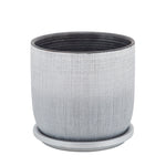 Sagebrook Home 6" Textured Planter With Saucer, Silver