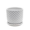 Sagebrook Home 15795-01 5" Tiny Dots Planter with Saucer, White