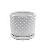 Sagebrook Home 15795-01 5" Tiny Dots Planter with Saucer, White