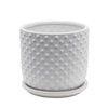 Sagebrook Home 15795-02 6" Tiny Dots Planter with Saucer, White