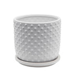 Sagebrook Home 15795-02 6" Tiny Dots Planter with Saucer, White