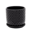 Sagebrook Home 6" Tiny Dots Planter W/ Saucer, Black