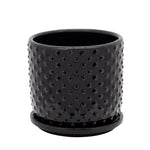 Sagebrook Home 6" Tiny Dots Planter W/ Saucer, Black
