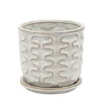 Sagebrook Home 15797-02 6" Wiggly Planter with Saucer, Beige