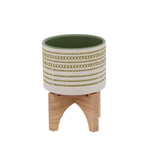 Sagebrook Home 15799-01 5" Aztec Planter with Wood Stand, Olive