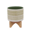 Sagebrook Home 15799-02 8" Aztec Planter with Wood Stand, Olive