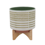 Sagebrook Home 11`` Aztec Planter W/ Wood Stand, Olive