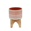 Sagebrook Home 15800-01 5" Aztec Planter with Wood Stand, Red