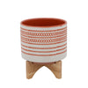 Sagebrook Home 15800-02 8" Aztec Planter with Wood Stand, Red