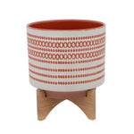 Sagebrook Home 15800-03 11" Aztec Planter with Wood Stand, Red