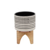 Sagebrook Home 15801-01 5" Aztec Planter with Wood Stand, Gray