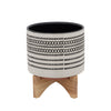 Sagebrook Home 15801-02 8" Aztec Planter with Wood Stand, Gray