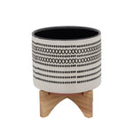 Sagebrook Home 15801-02 8" Aztec Planter with Wood Stand, Gray