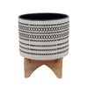 Sagebrook Home 15801-03 11" Aztec Planter with Wood Stand, Gray