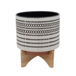 Sagebrook Home 15801-03 11" Aztec Planter with Wood Stand, Gray