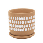 Sagebrook Home 15802-02 6" Painted Planter with Saucer, Brown