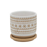 Sagebrook Home 15803-01 5" Daisy Planter with Saucer, Brown