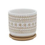 Sagebrook Home 15803-02 6" Daisy Planter with Saucer, Brown