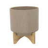 Sagebrook Home 15817-03 11" Planter with Wood Stand, Beige