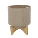 Sagebrook Home 15817-03 11" Planter with Wood Stand, Beige