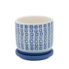 Sagebrook Home 15824-01 5" Tiny Squares Planter with Saucer, Blue