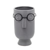 Sagebrook Home 9"H Face W/Glasses Planter, Gray