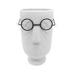 Sagebrook Home 9"H Face W/Glasses Planter, White
